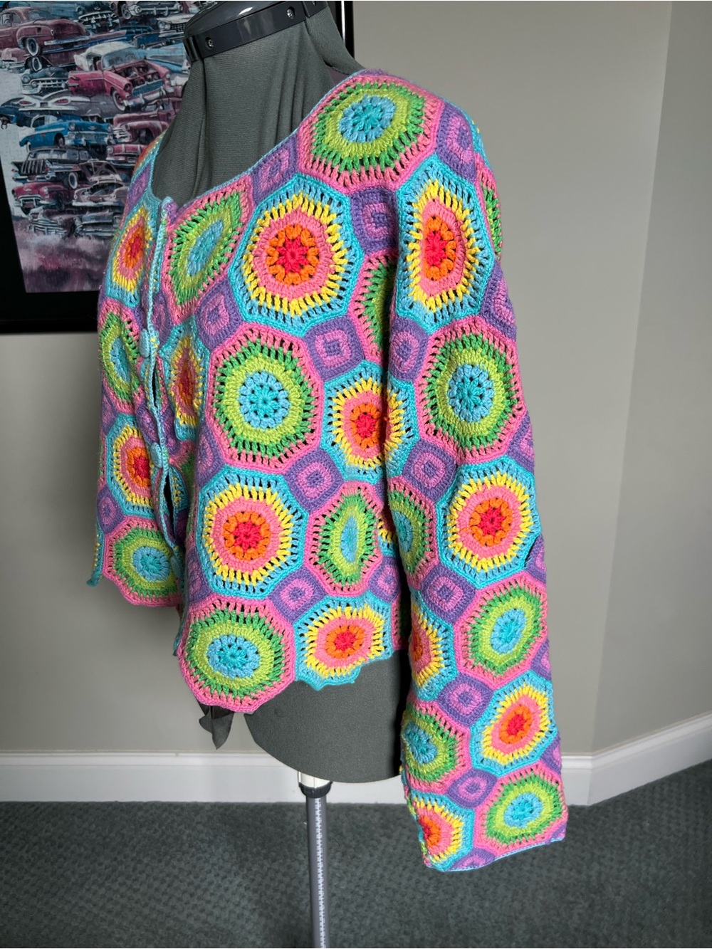 Price firm- Michael Simon L XL Open Crochet Sweater Cardigan
, - Picture 3 of 7